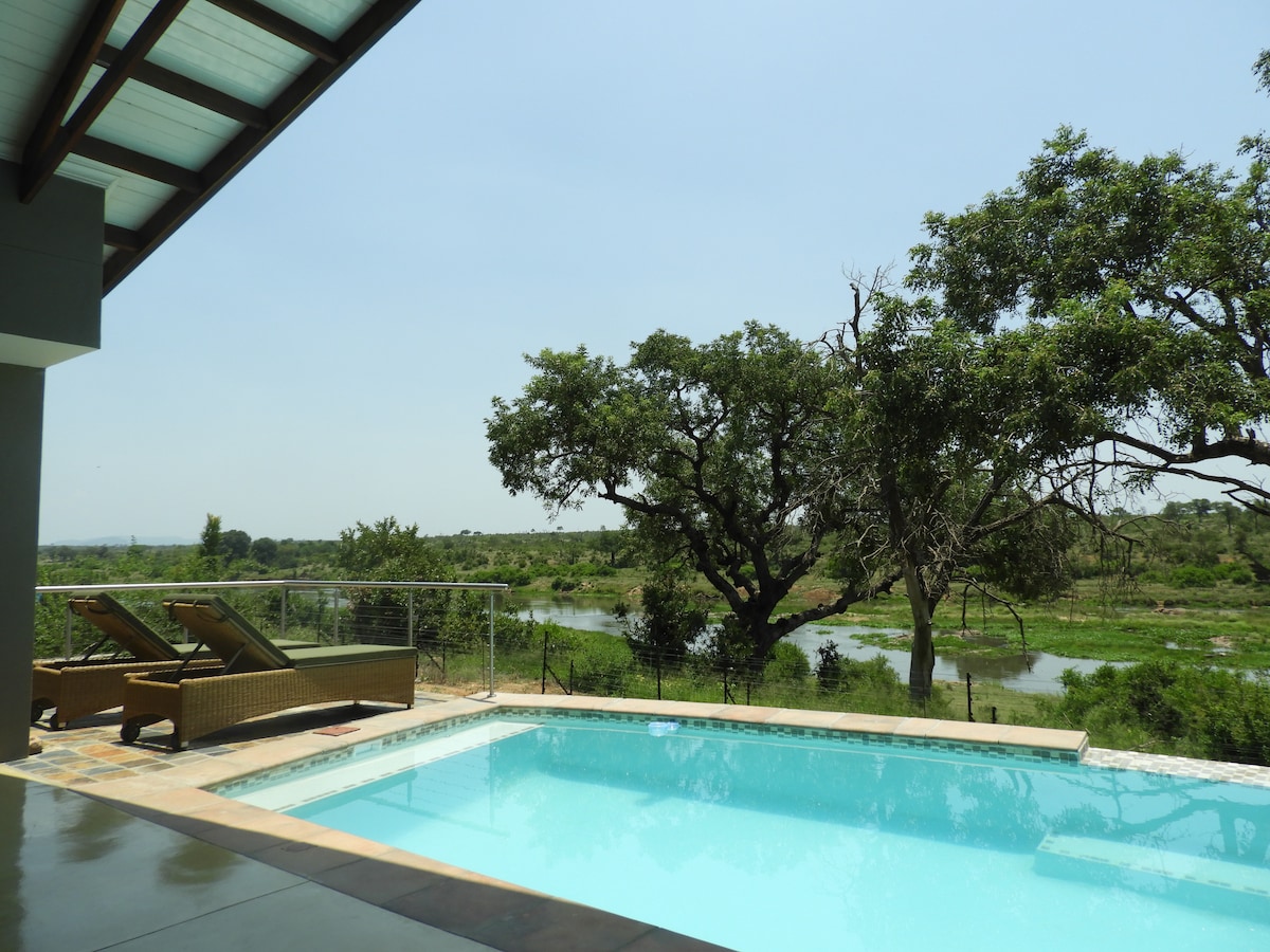 Poolside loungers with Kruger views